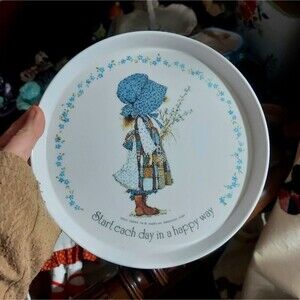 Holly Hobbie Vintage 10in Melamine Plate "Start Each Day Happy Way"
